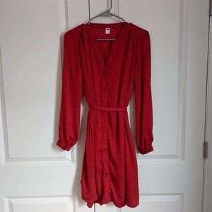 Old Navy Red Button Up Dress